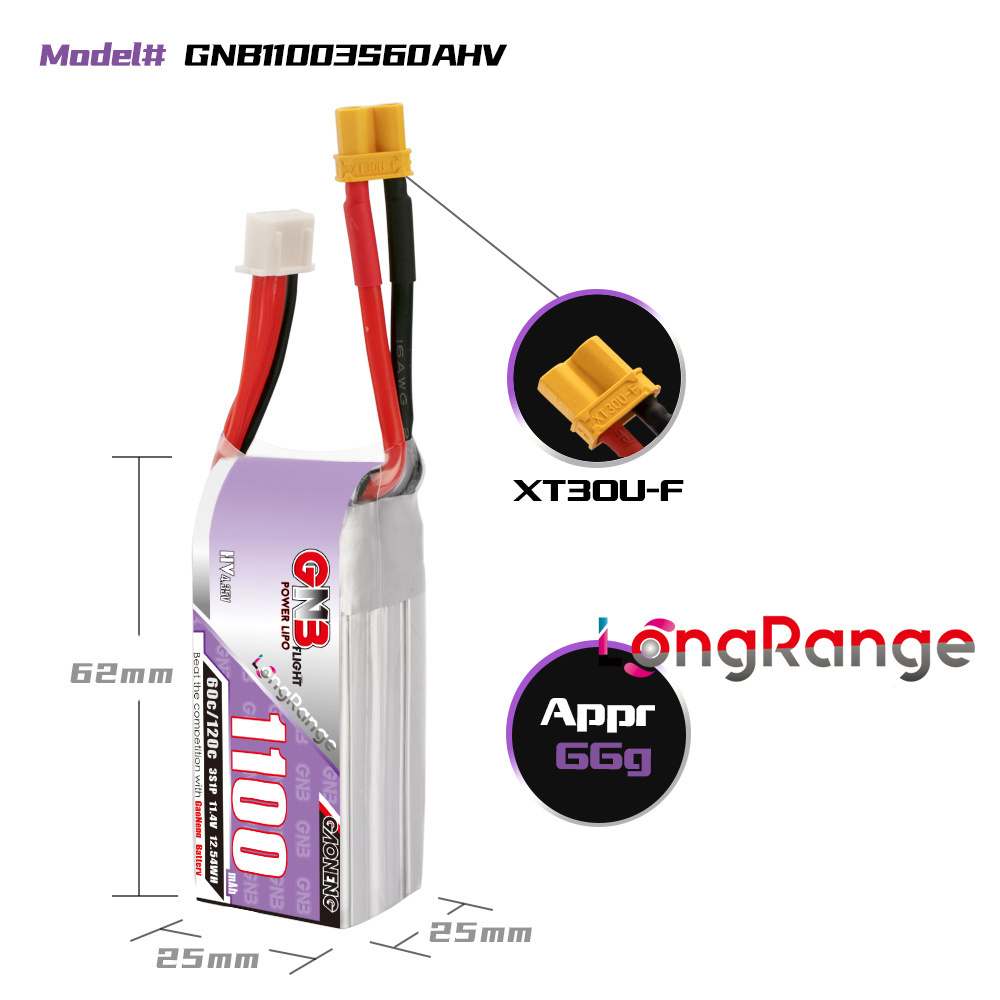 GNB 1100mAh 2S 3S 4S 6S 60C/12 - Drone Battery Lipo 评论和价格